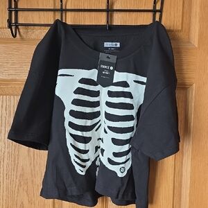 Stance Womens Black Tee with Skeleton Design. NWT. Medium